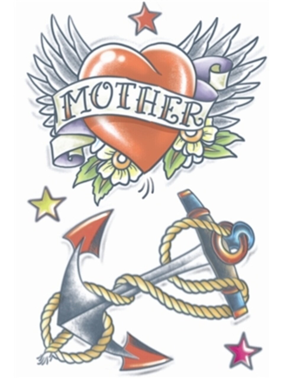 Vintage Looks 1950s Mother Heart With Anchor Tattoos Costume Accessory